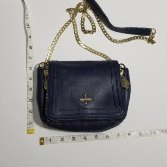 Pour la Victoire navy blue gold chain Alsace crossbody purse and dust bag - Picture 6 of 8
